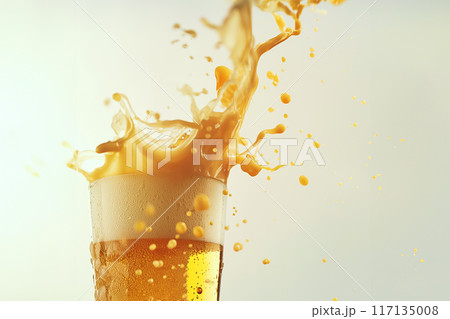 注がれた生ビール 117135008