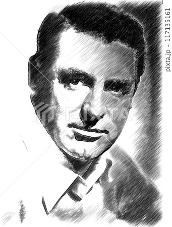 Black and white portrait of a famous American actor. Black and white portrait of a famous American actor. 117135161