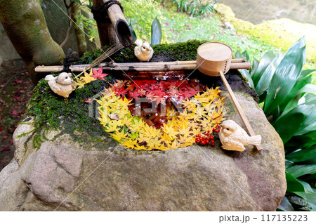 京都府長岡京市　西山　楊谷寺 (柳谷観音)　もみじの恋手水（ハート） 117135223