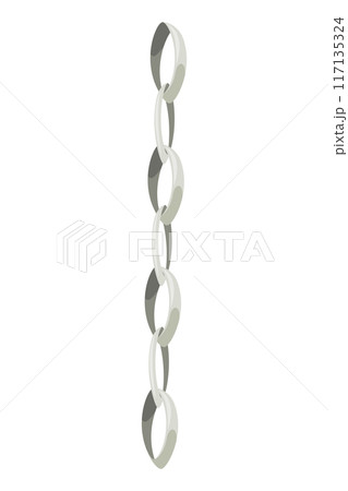 Metal chainlets with variety chain links. Silver, stainless steel necklaces vector illustration isolated on white background. Jewelry from precious metals. For jewelry store ad, fashion concept 117135324