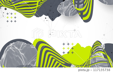 Modern science or technology elements. Trendy abstract background. Cyberspace surface illustration. Hand drawn vector. Modern science or technology elements. Trendy abstract background. Cyberspace surface illustration. Hand drawn vector. 117135738