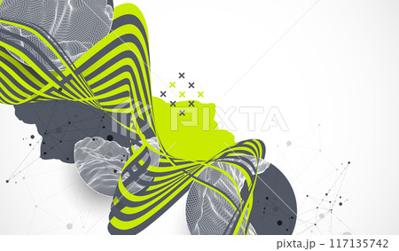 Modern science or technology elements. Trendy abstract background. Cyberspace surface illustration. Hand drawn vector. Modern science or technology elements. Trendy abstract background. Cyberspace surface illustration. Hand drawn vector. 117135742