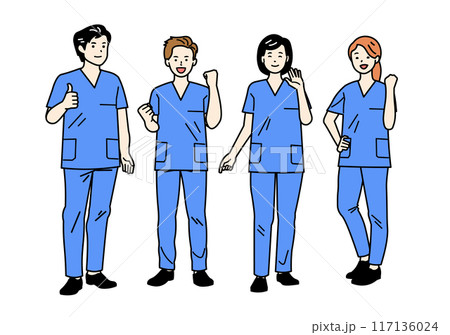 ユニフォームの同僚_スクラブ_全身 117136024