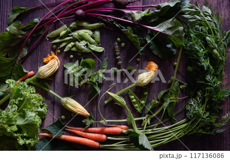 Flat Stacking series assorted green tinted Vegetables, Fresh Organic raw products Flat Stacking series assorted green tinted Vegetables, Fresh Organic raw products 117136086