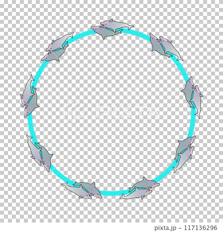 Dolphin circular decorative frame illustration 117136296