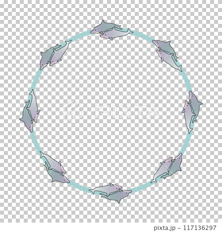 海豚圓形裝飾框圖 117136297