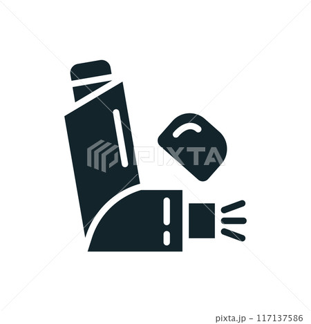 Asthma inhaler delivering measured dose of medicine for respiratory illness 117137586