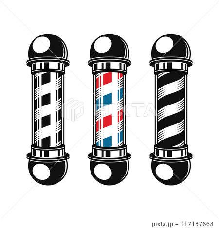 Bbarbershop Lamp Logo Set on White Background. Vector 117137668