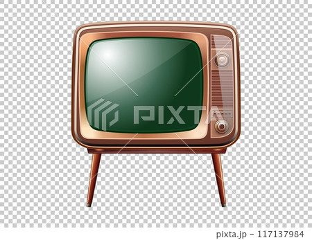 Vector retro television mock up isolate on transparent grid Vector retro television mock up isolate on transparent grid 117137984