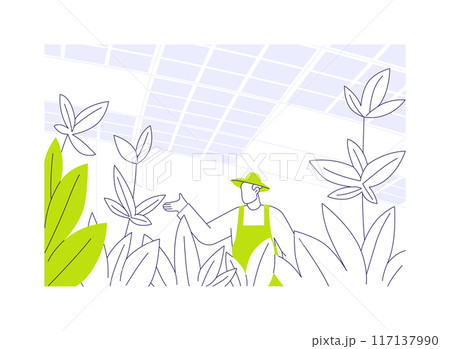 Solar-powered greenhouse abstract concept vector illustration. 117137990