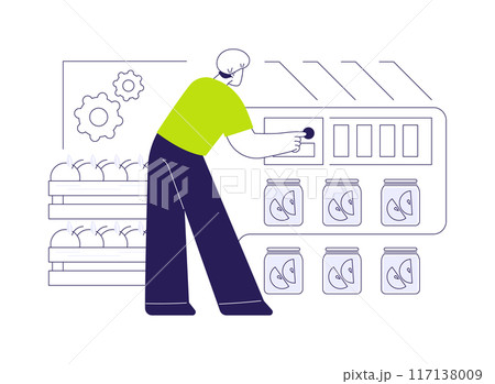 Canned vegetables production abstract concept vector illustration. 117138009