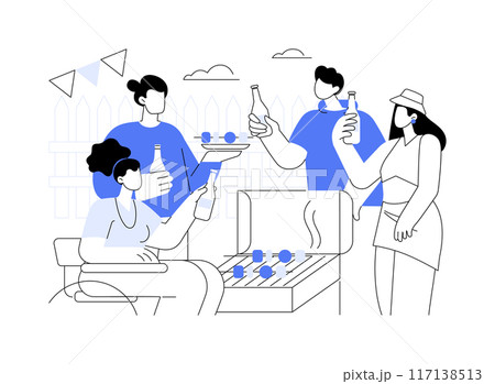 BBQ party isolated cartoon vector illustrations. BBQ party isolated cartoon vector illustrations. 117138513