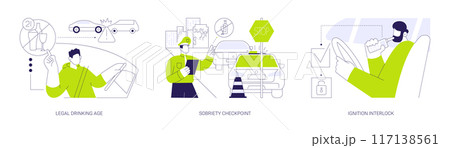 Motor-vehicle safety abstract concept vector illustrations. 117138561
