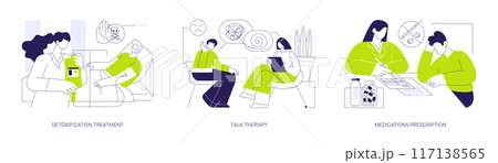 Addiction psychiatry abstract concept vector illustrations. 117138565