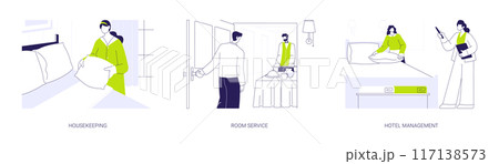 Hospitality industry abstract concept vector illustrations. 117138573