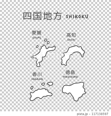 シンプルな日本の四国地方の地図 イラスト シンプルな日本の四国地方の地図 イラスト 117138597