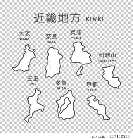 日本近畿地區的簡單地圖插圖 117138599