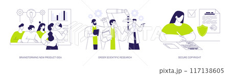Launching new product abstract concept vector illustrations. Launching new product abstract concept vector illustrations. 117138605