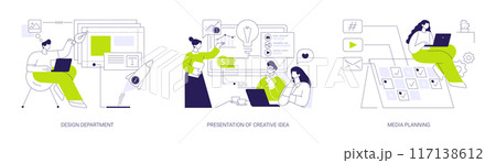 Advertising agency services abstract concept vector illustrations. 117138612