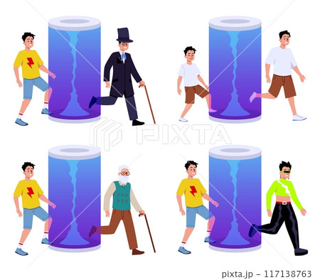 Time travel character transformation vector set Time travel character transformation vector set 117138763