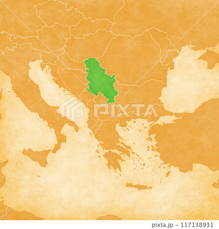 Ocher map of Balkans - Serbia Ocher map of Balkans - Serbia 117138931