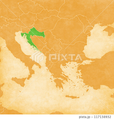 Ocher map of Balkans - Croatia Ocher map of Balkans - Croatia 117138932