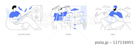 Playing musical instruments isolated cartoon vector illustrations se 117138955
