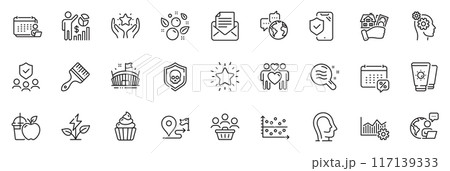 Icons pack as Cupcake, Calendar tax and Juice line icons for app include Journey, Seo statistics, Accounting outline thin icon web set. Rank star, Buyers, Clean bubbles pictogram. Vector Icons pack as Cupcake, Calendar tax and Juice line icons for app include Journey, Seo statistics, Accounting outline thin icon web set. Rank star, Buyers, Clean bubbles pictogram. Vector 117139333