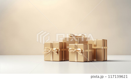 Multiple beige presents in japandi, wabi sabi style minimalist background Multiple beige presents in japandi, wabi sabi style minimalist background 117139621