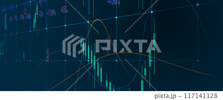 Financial technology and business analysis background. Virtual big data science illustration Financial technology and business analysis background. Virtual big data science illustration 117141128