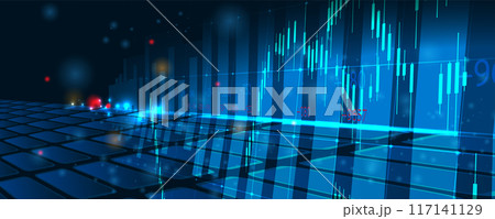 Financial technology and business analysis background. Virtual big data science illustration Financial technology and business analysis background. Virtual big data science illustration 117141129