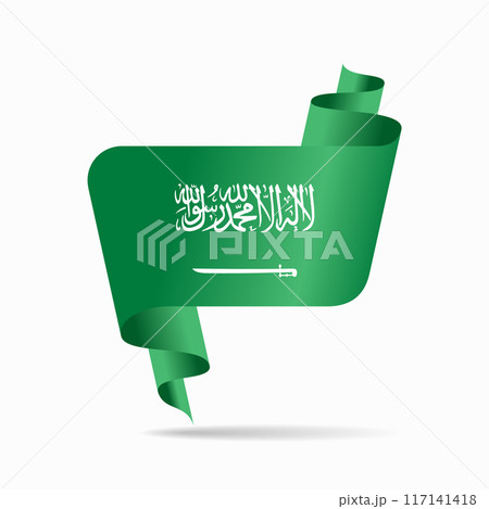 Saudi Arabian flag wavy ribbon background. Vector illustration. 117141418