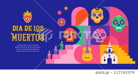 Dia de los muertos, Day of the dead, Mexican holiday, festival. Vector poster, banner and card in 117142074