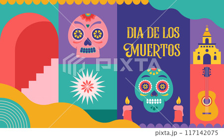 Dia de los muertos, Day of the dead, Mexican holiday, festival. Vector poster, banner and card in 117142075