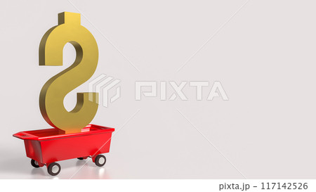 The Dollar on red trolley for Business concept 3d rendering. 117142526