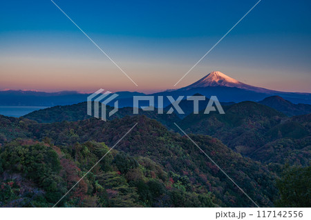 【静岡県】伊豆の山中から望む富士山の夜明け 【静岡県】伊豆の山中から望む富士山の夜明け 117142556
