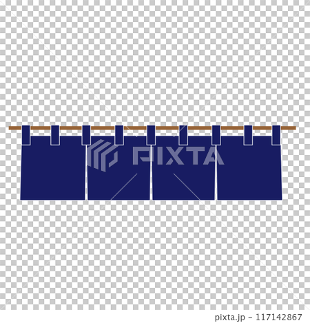 シンプルな藍色の4枚の暖簾 117142867