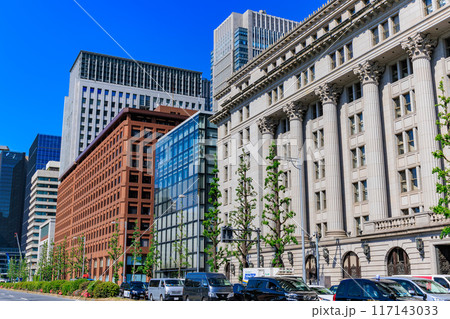 東京　千代田区 丸の内　日比谷通りから見た 明治安田生命ビル 117143033