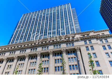 東京　千代田区 丸の内　日比谷通りから見た 明治安田生命ビル 117143034