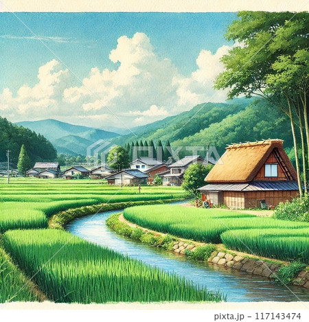 日本の田舎(夏)のイラスト素材 [117143474] - PIXTA