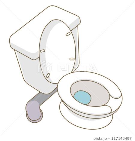 水洗トイレを上から見た時のイラスト 117143497