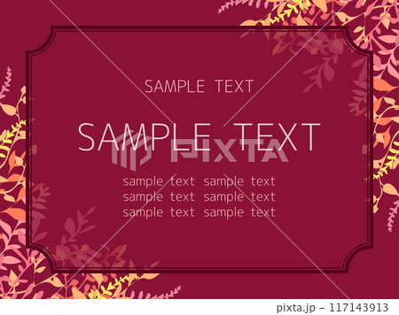 秋色の植物のかわいいフレーム 117143913