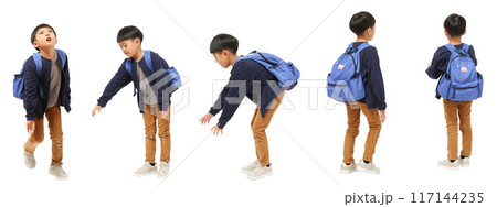 リュック小学生男の子の全身人物切り抜き素材 リュック小学生男の子の全身人物切り抜き素材 117144235
