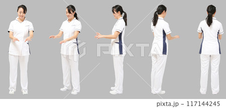 病院ナース女性の全身人物切り抜き素材 117144245
