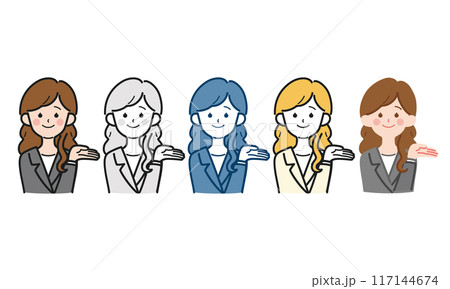 シンプルでかわいい社会人女性の全身ベクターイラスト、OL、スーツ 117144674