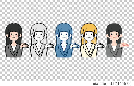 Simple and cute full-body vector illustration of a working woman, OL, suit 117144675