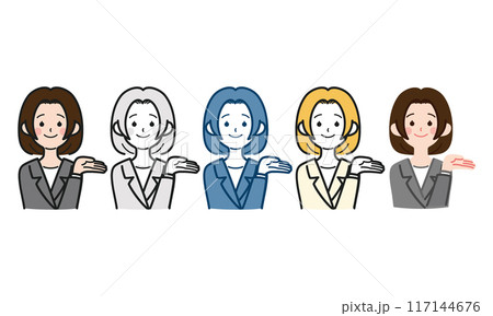 シンプルでかわいい社会人女性の全身ベクターイラスト、OL、スーツ 117144676