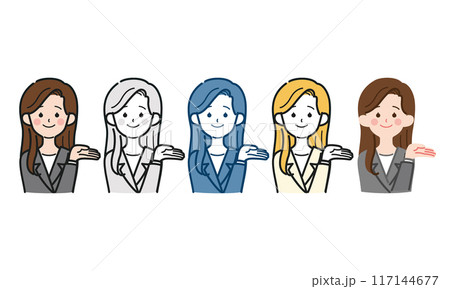 シンプルでかわいい社会人女性の全身ベクターイラスト、OL、スーツ 117144677