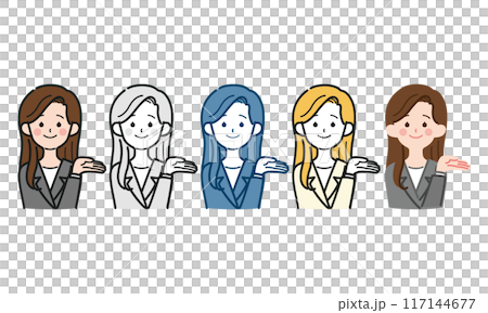 シンプルでかわいい社会人女性の全身ベクターイラスト、OL、スーツ 117144677