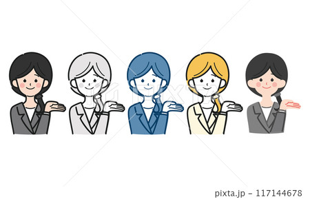 シンプルでかわいい社会人女性の全身ベクターイラスト、OL、スーツ 117144678